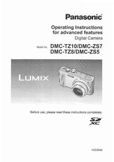 Panasonic Lumix TZ10 manual. Camera Instructions.